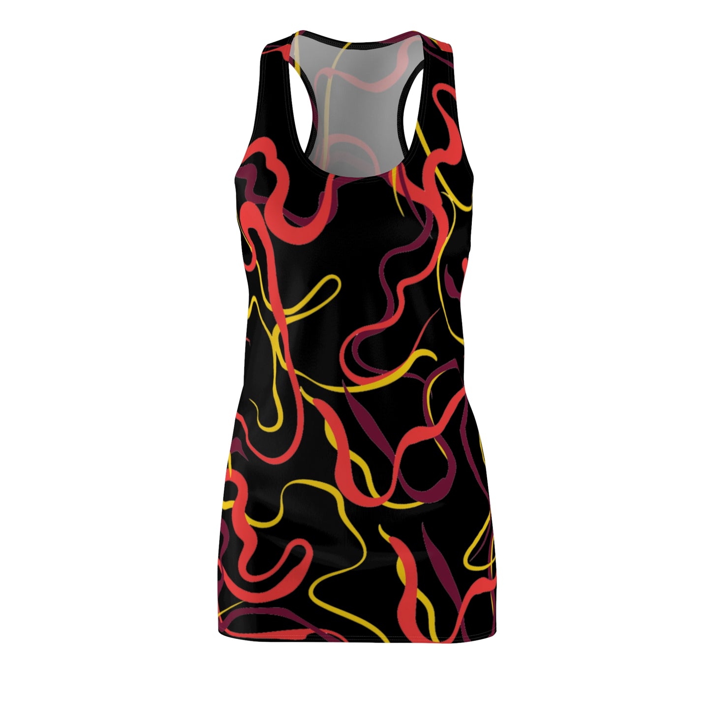 Abstract Line Pattern Women's Cut & Sew Racerback Dress