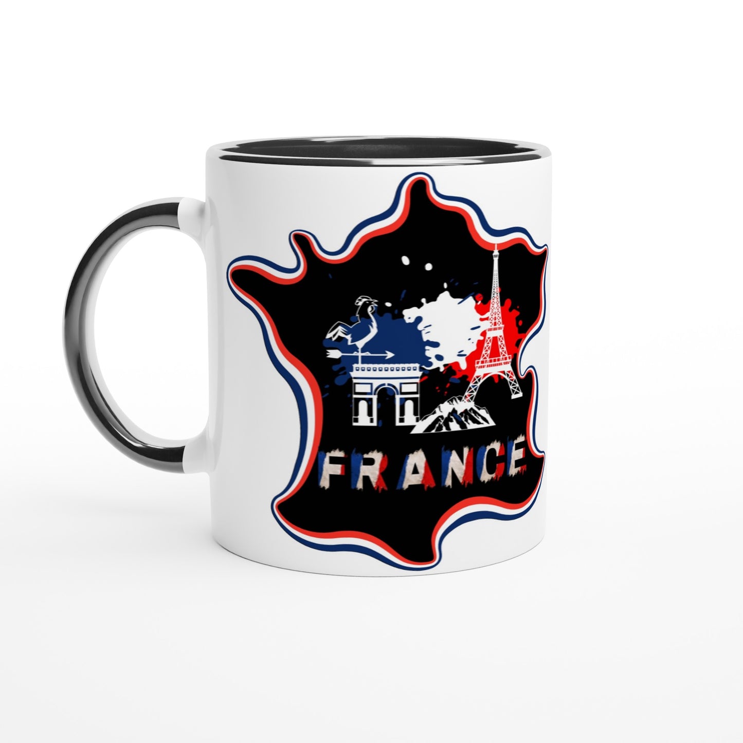 France Map White 11oz Ceramic Mug with Color Inside