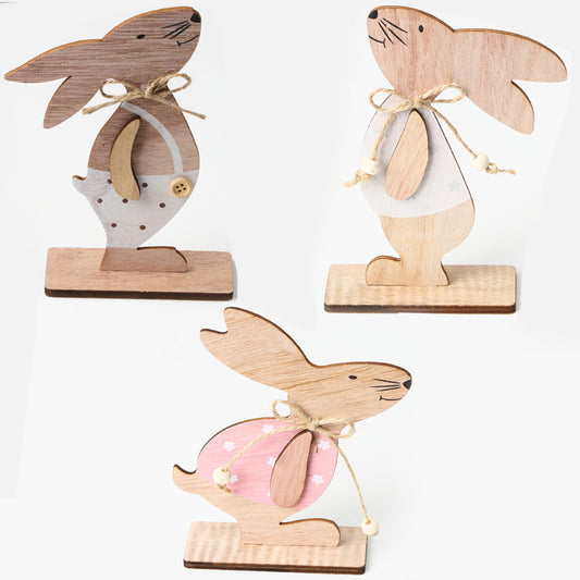 Creative Easter Bunny Woodwork Desktop Decoration
