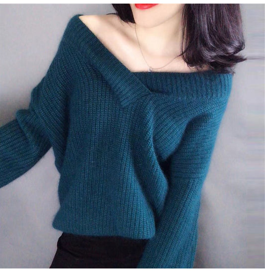 Winter Sweater Women Warm Oversized Pullovers Oversized Sweater Autumn V Neck White Pullover Sweaters And Pullovers For Women Pullover