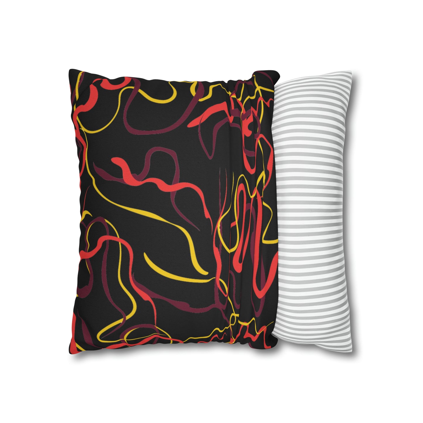 Abstract Line Pattern Spun Polyester Square Pillow Case