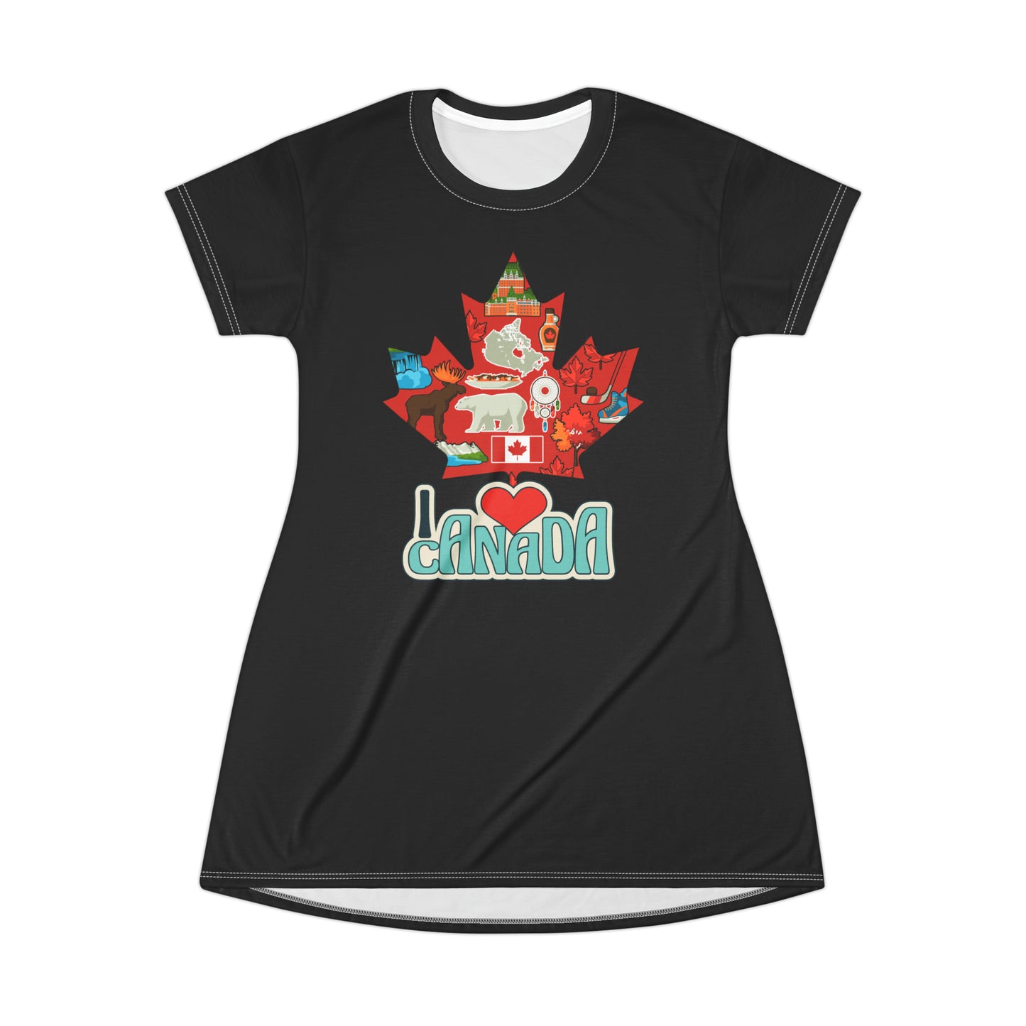 I Love Canada T-Shirt Dress