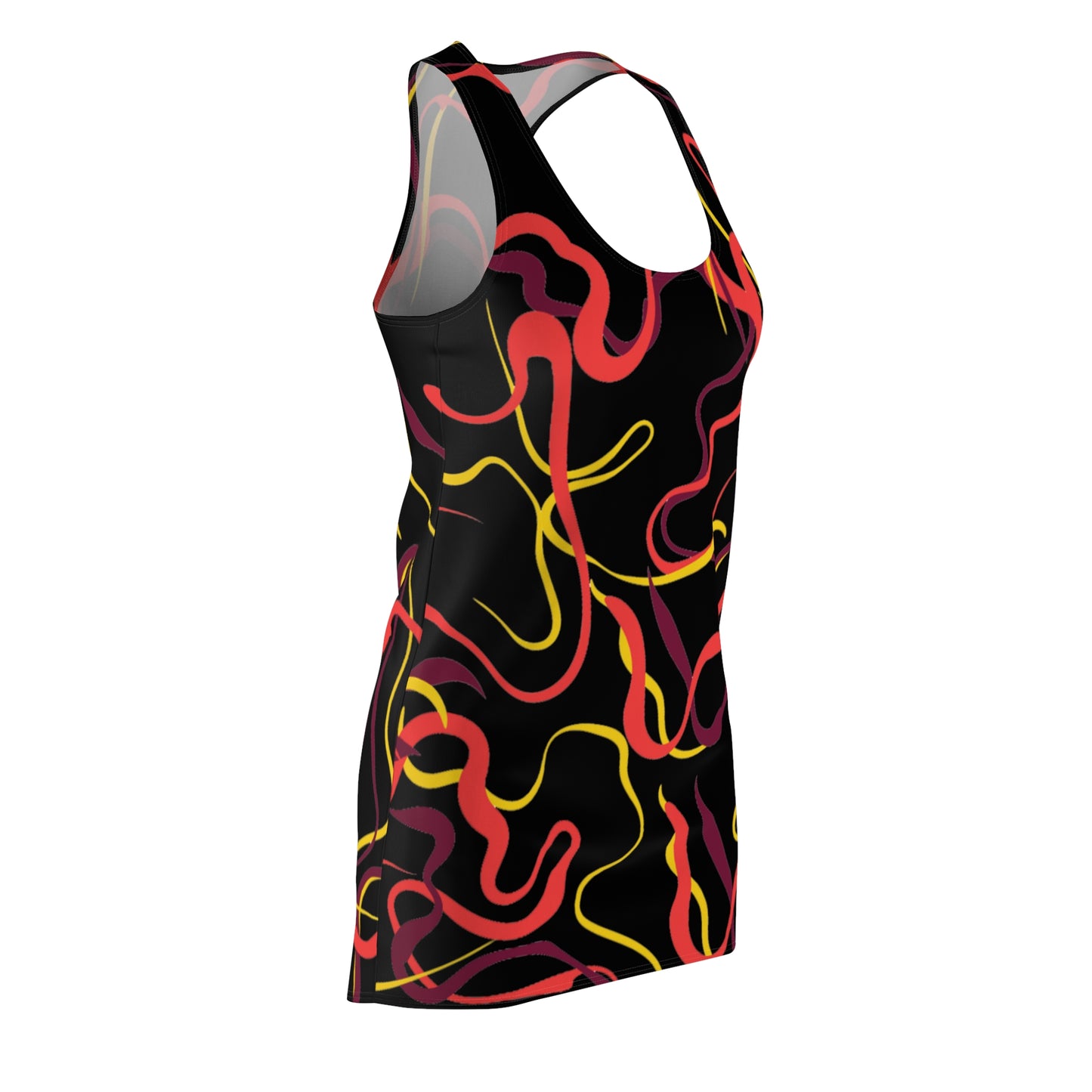 Abstract Line Pattern Women's Cut & Sew Racerback Dress