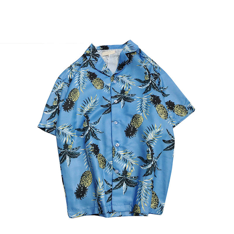 Hawaii Style Full Printing Turn-down Collar Men's Shirt Short Sleeve 2021 Summer Casual Shirts Men