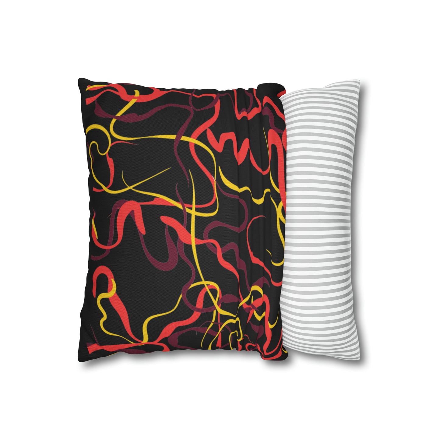 Abstract Line Pattern Spun Polyester Square Pillow Case