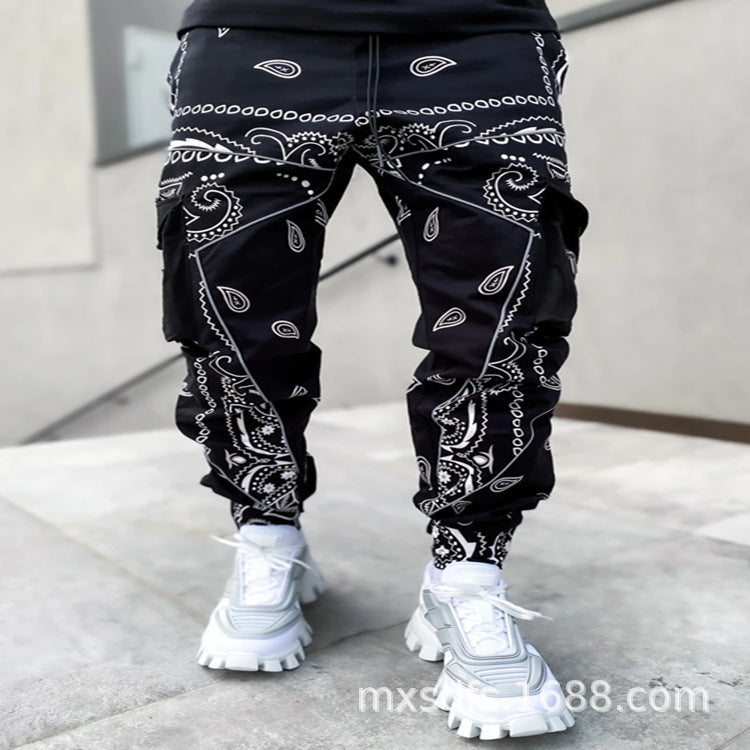 Men's Print Trousers Loose Bloomers Casual Wide-Leg Harem Pants