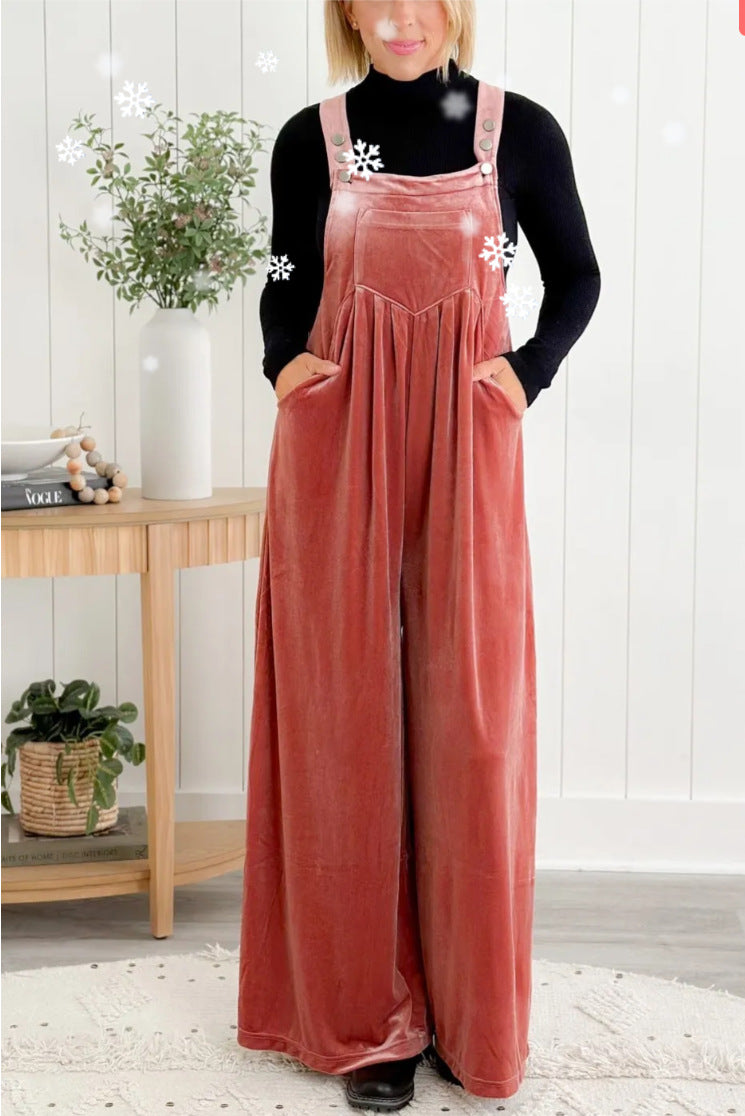 European And American Fashion Solid Color Suspender Pants