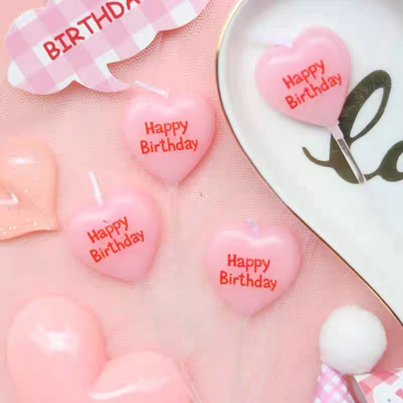 Love-shaped Happy Birthday Cake Decorated With Candles