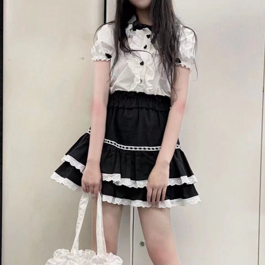 Soft Girl Cute Lace Short Skirt Student