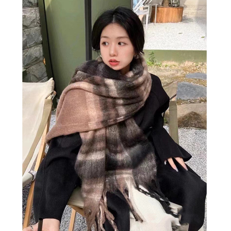 Women's Cashmere-like Houndstooth Design Outer Shawl Scarf