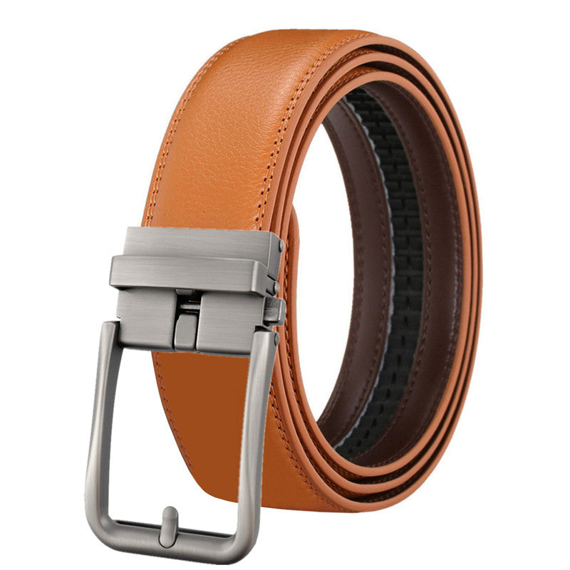 Men's Leather Belt Automatic Buckle Simple Hollow