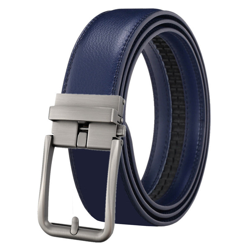 Men's Leather Belt Automatic Buckle Simple Hollow