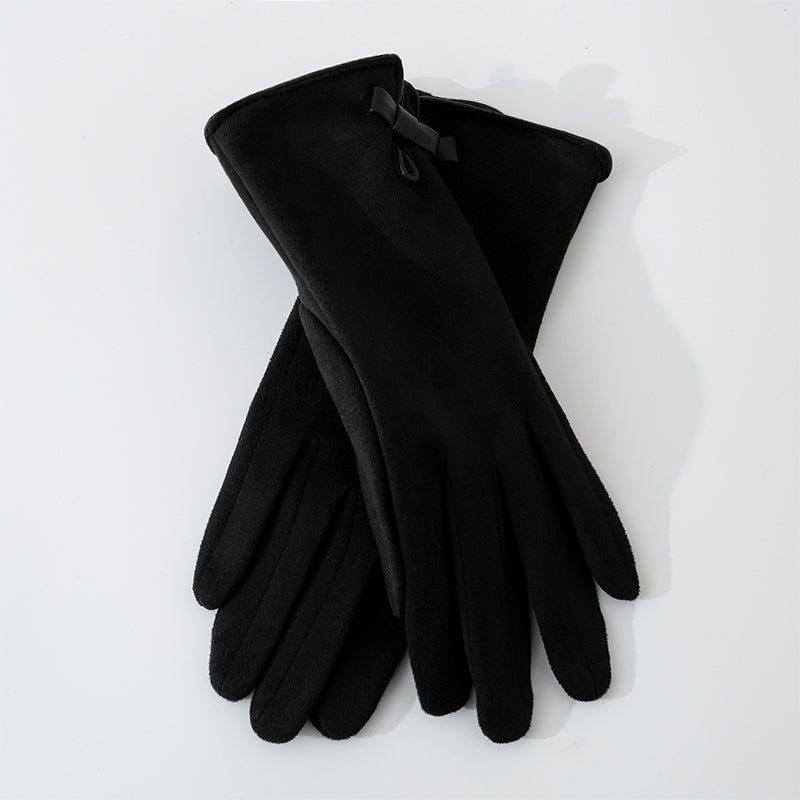 Suede Gloves For Women Fleece-lined Warm