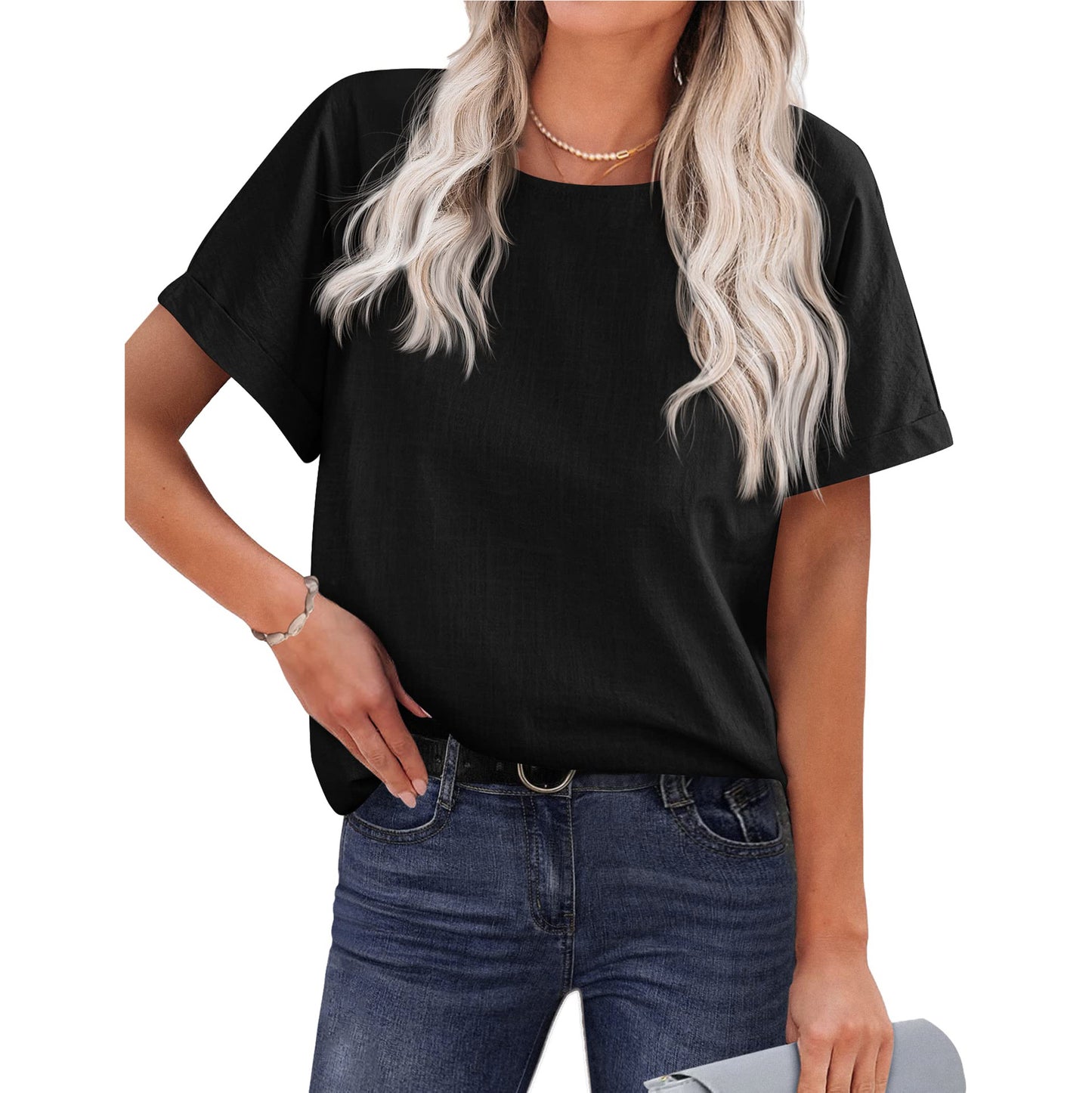 Women's Shirt Short-sleeved Cotton And Linen Top