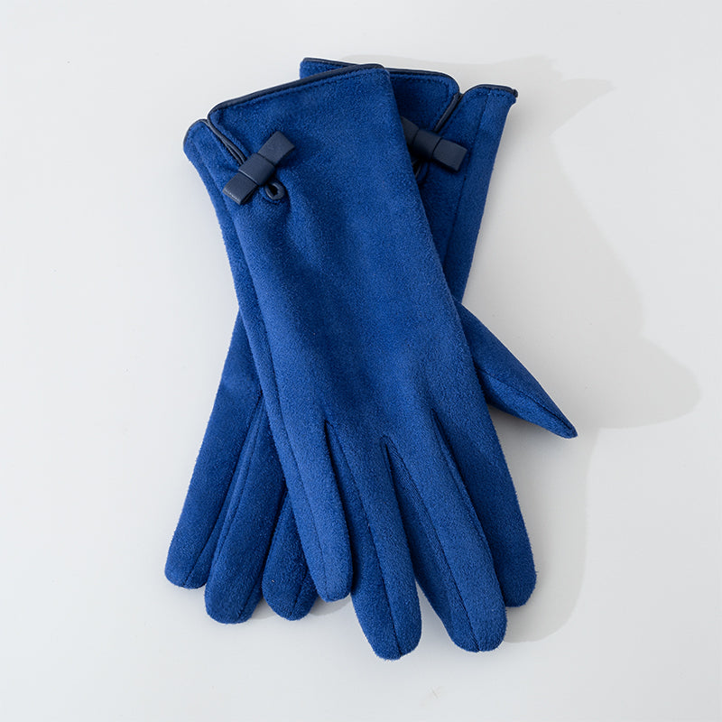 Suede Gloves For Women Fleece-lined Warm