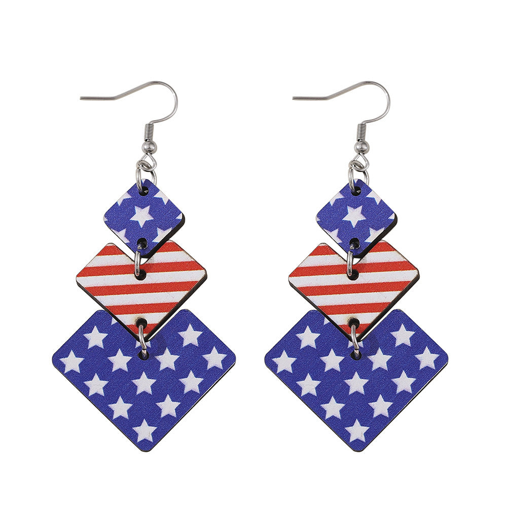 Personalized Double Round Five-pointed Star Striped Earrings