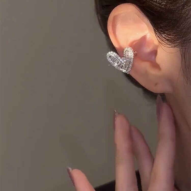 Micro Inlaid Zircon Love Ear Clip Female Niche Design