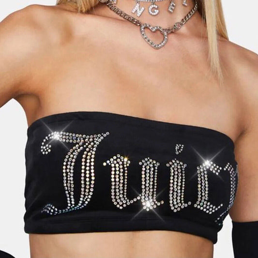 Summer New Hot Girl Tight Rhinestones Women's Short Top T-shirt