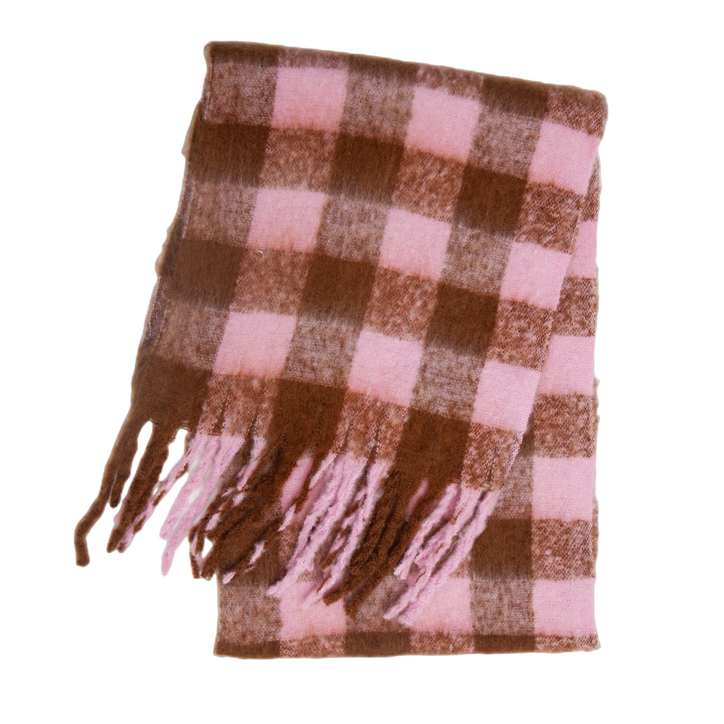 Women's Scarf Autumn And Winter New Thick Beard Color Four-grid