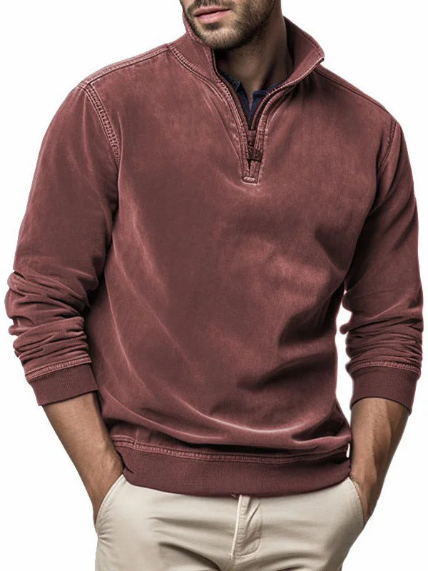 Ethnic Style 3D Printed Half Zippered Men's Sweater