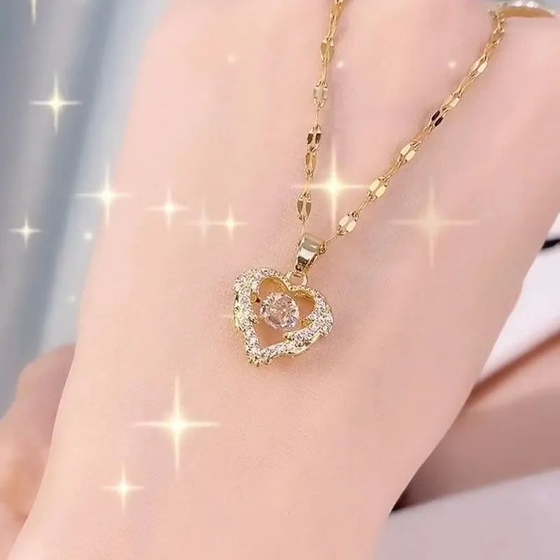 Valentines Day Gift Women's Fashion Simple Full Diamond Perfume Bottle Clavicle Chain Necklace Fashion Jewelry Woman