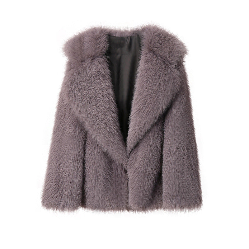 Lapel Leather Fur Coat Women's Artificial Wool Clip Coat