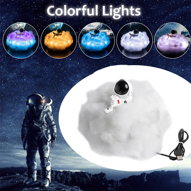 LED Colorful Clouds Astronaut Lamp With Rainbow Effect As Children's Night Light Kids Bedroom Night Lamp Decor Home Moon Lamp