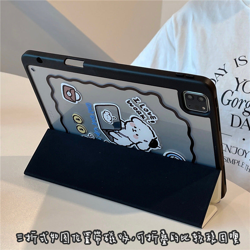 Repair Dog Cartoon Plate With Pen Slot Acrylic Soft Anti-fall Protective Cover