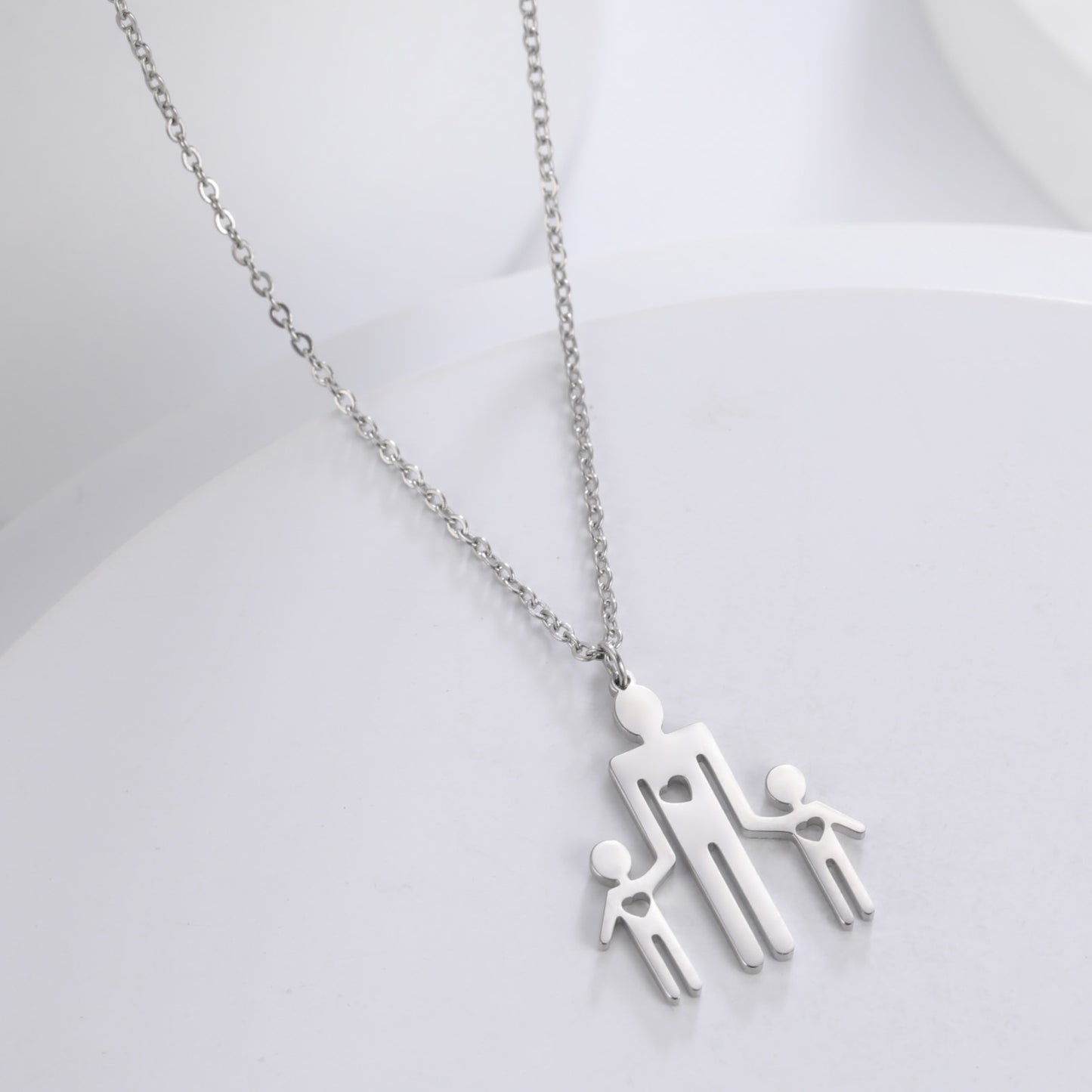 Family Series Titanium Steel Ornament Cut One Large Two Small 304 Material Stainless Steel Necklace