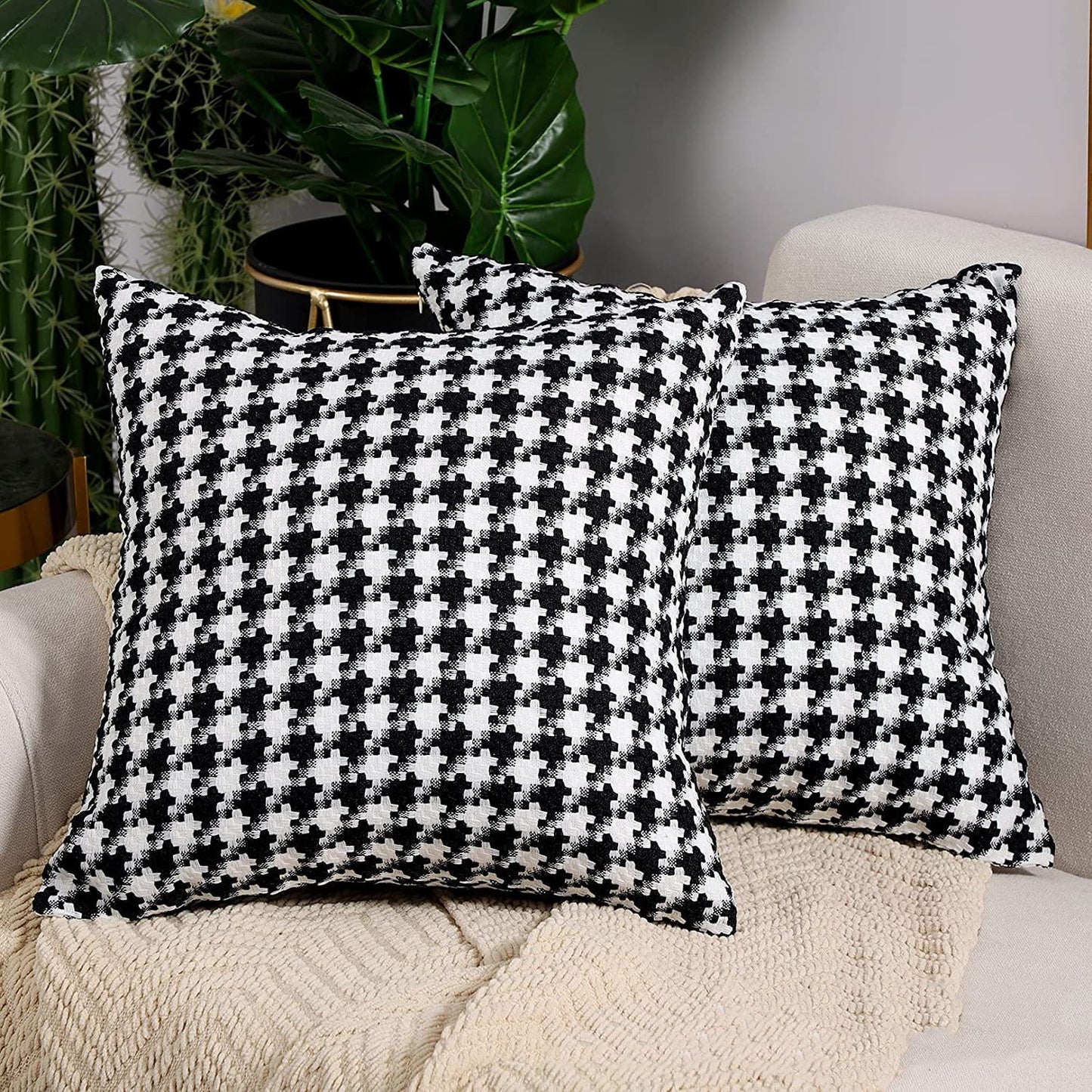 Thousand Bird Grid Ins Style Light Luxury Linen Pillowcase