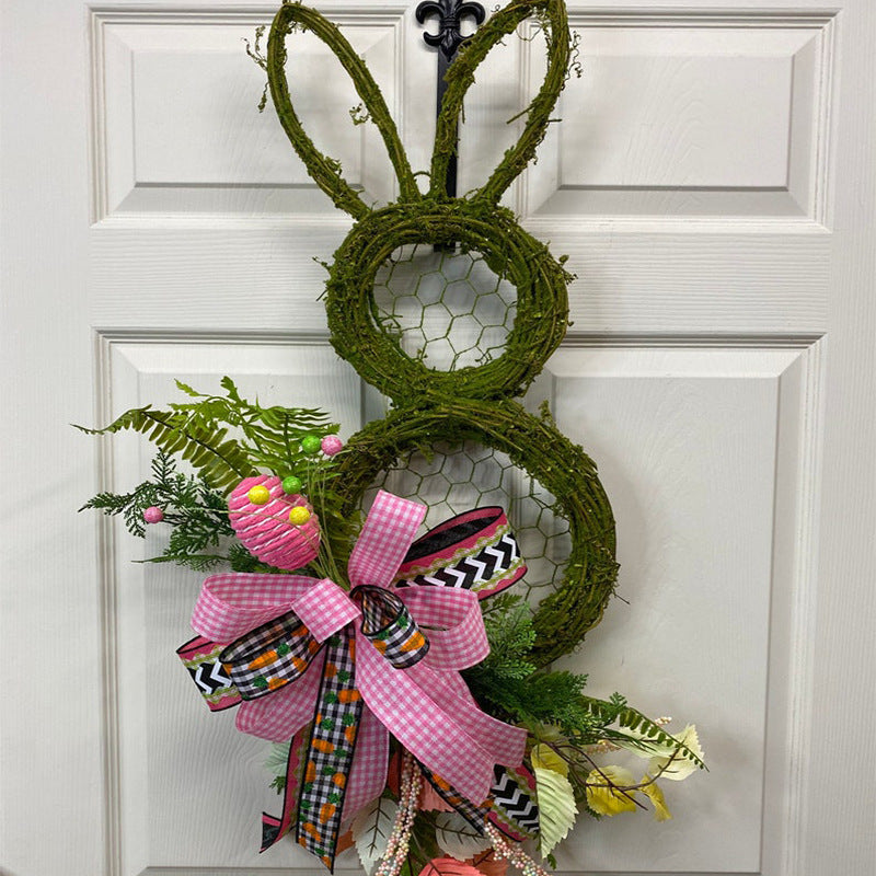 Easter Bunny Wreath Rattan Circle Easter Decoration