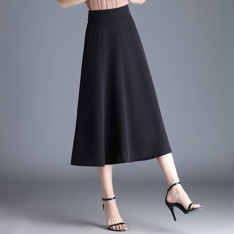 Mid-length Spring And Summer Thin Ice Silk Draping A- Line Small Umbrella Skirt For Women