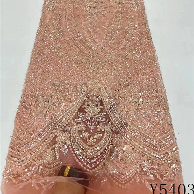 High-grade Lace Beads Sequined Mesh Embroidery Fabric