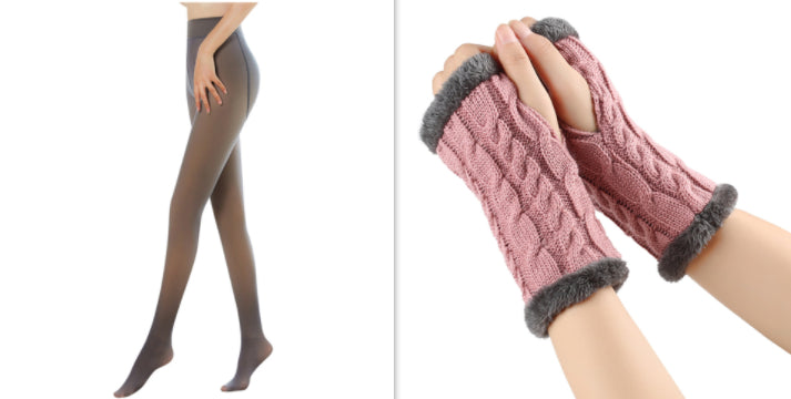 Fleece-lined Fluffy Gloves Twist Knitted Finger Leakage