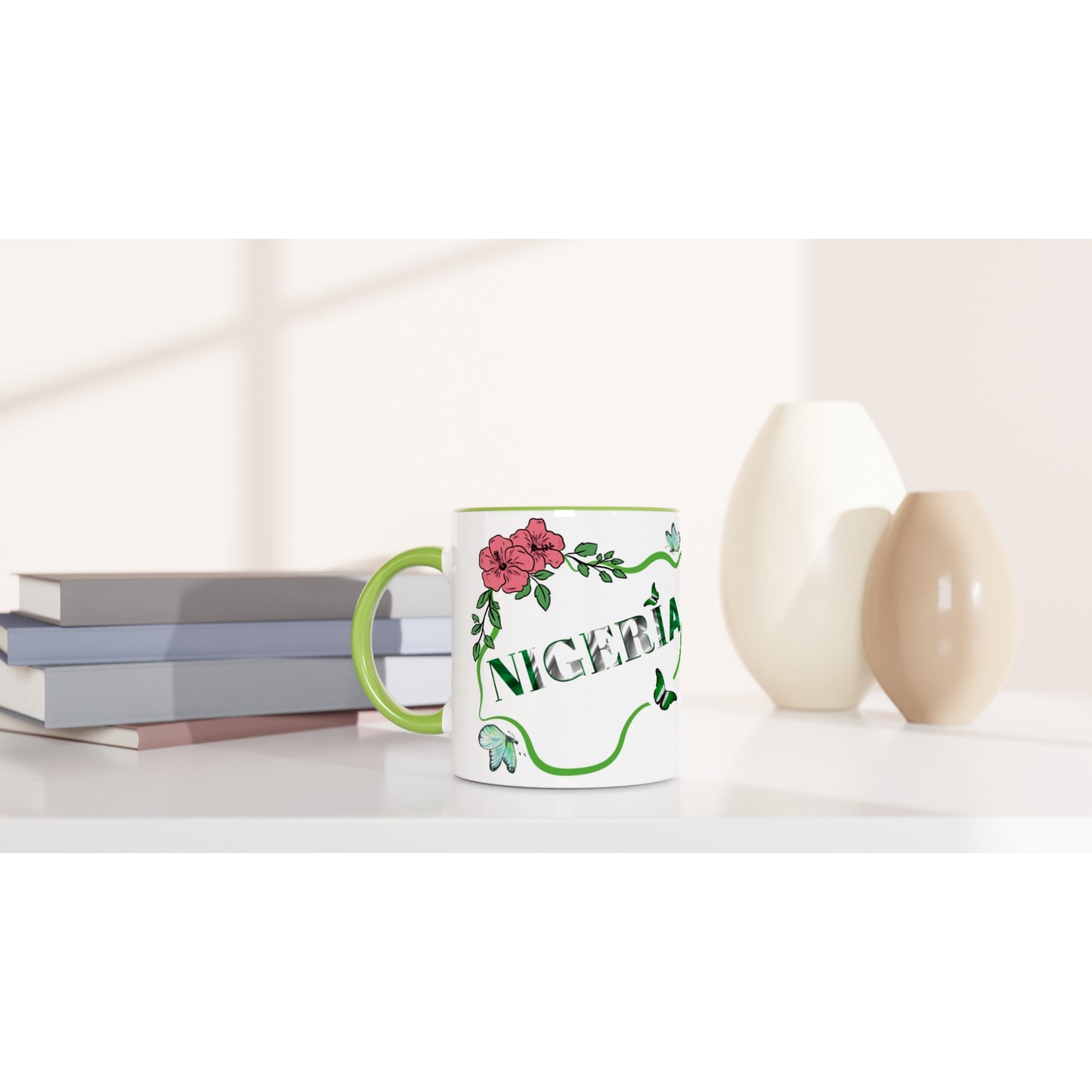 Nigeria Butterfly White 11oz Ceramic Mug with Color Inside