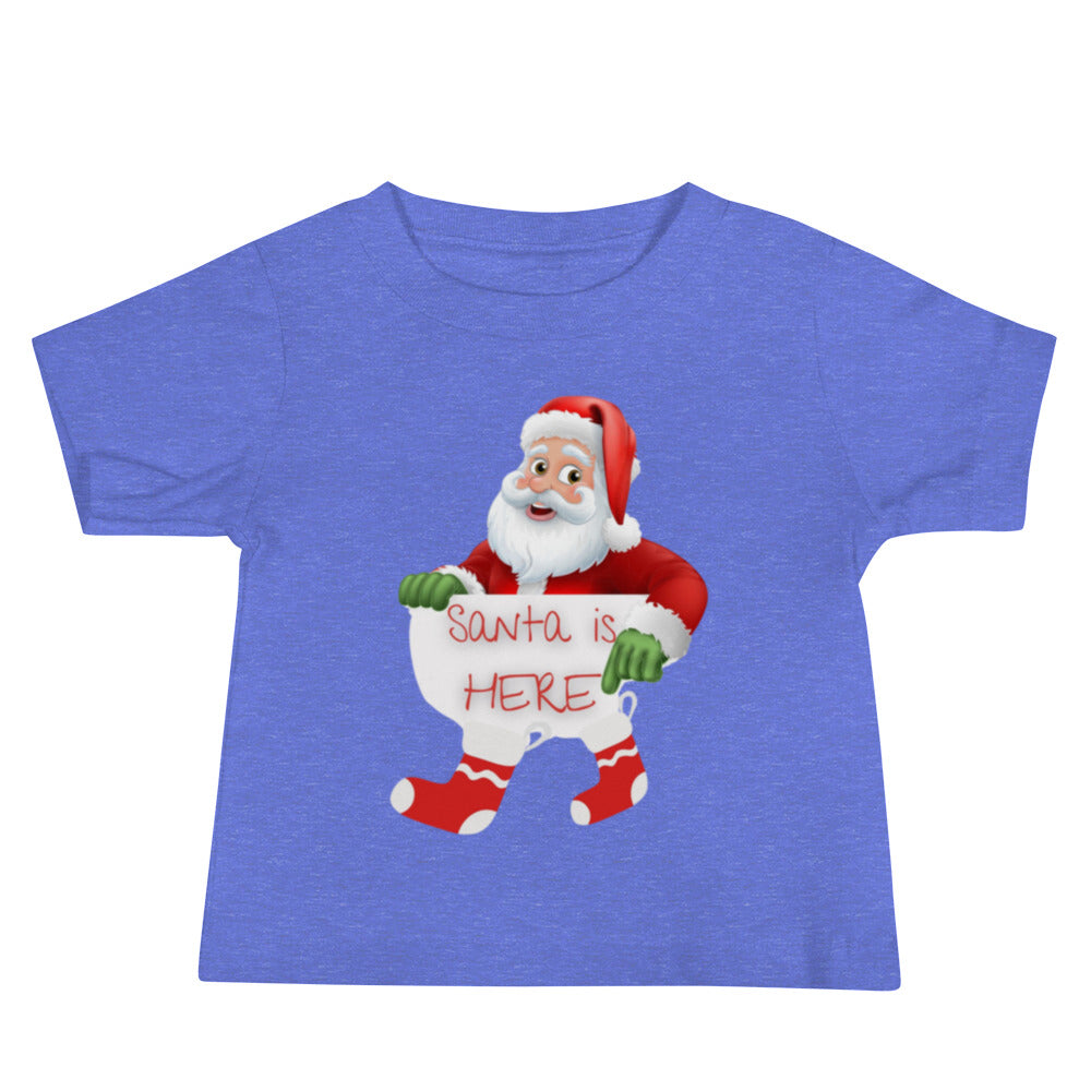 Santa Here Baby Jersey Short Sleeve Tee