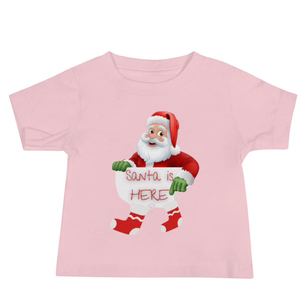 Santa Here Baby Jersey Short Sleeve Tee