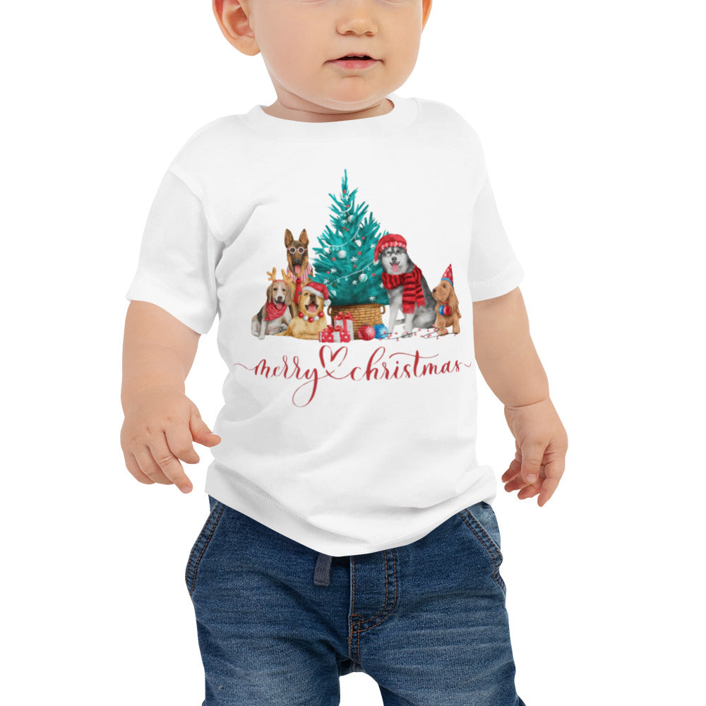 Dog Christmas Baby Jersey Short Sleeve Tee