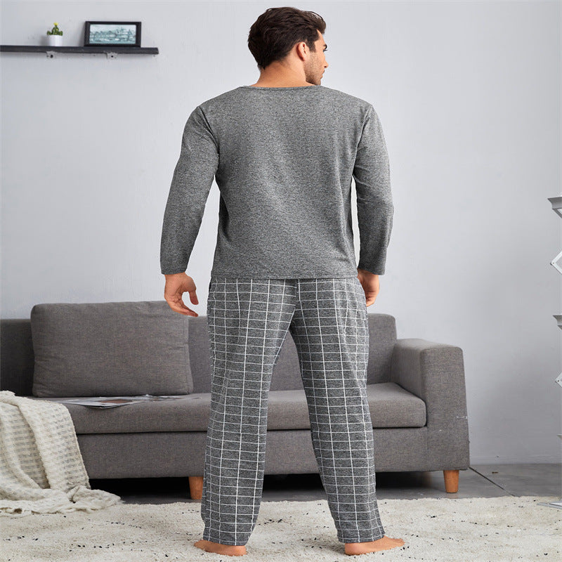 Thin Section Plaid Loungewear Outer Pants Men's Suit