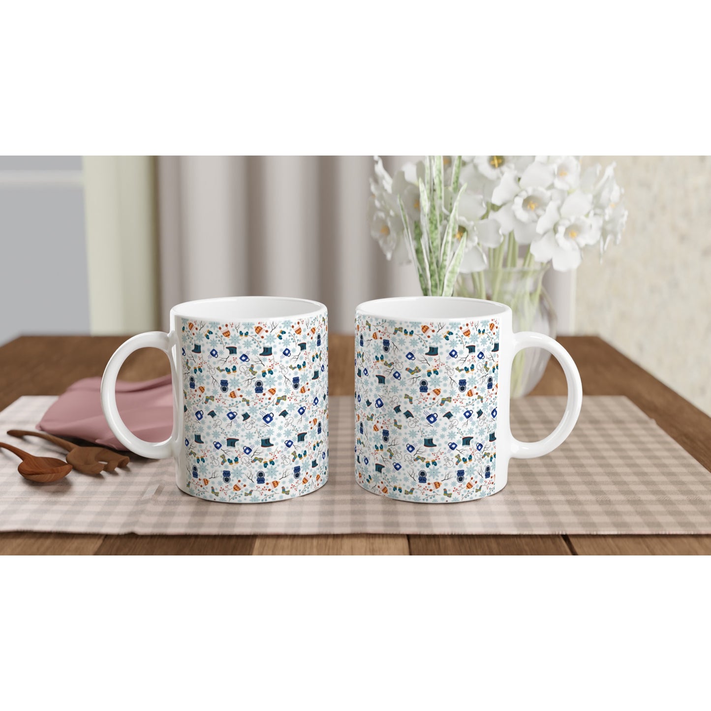 Winter Pattern White 11oz Ceramic Mug