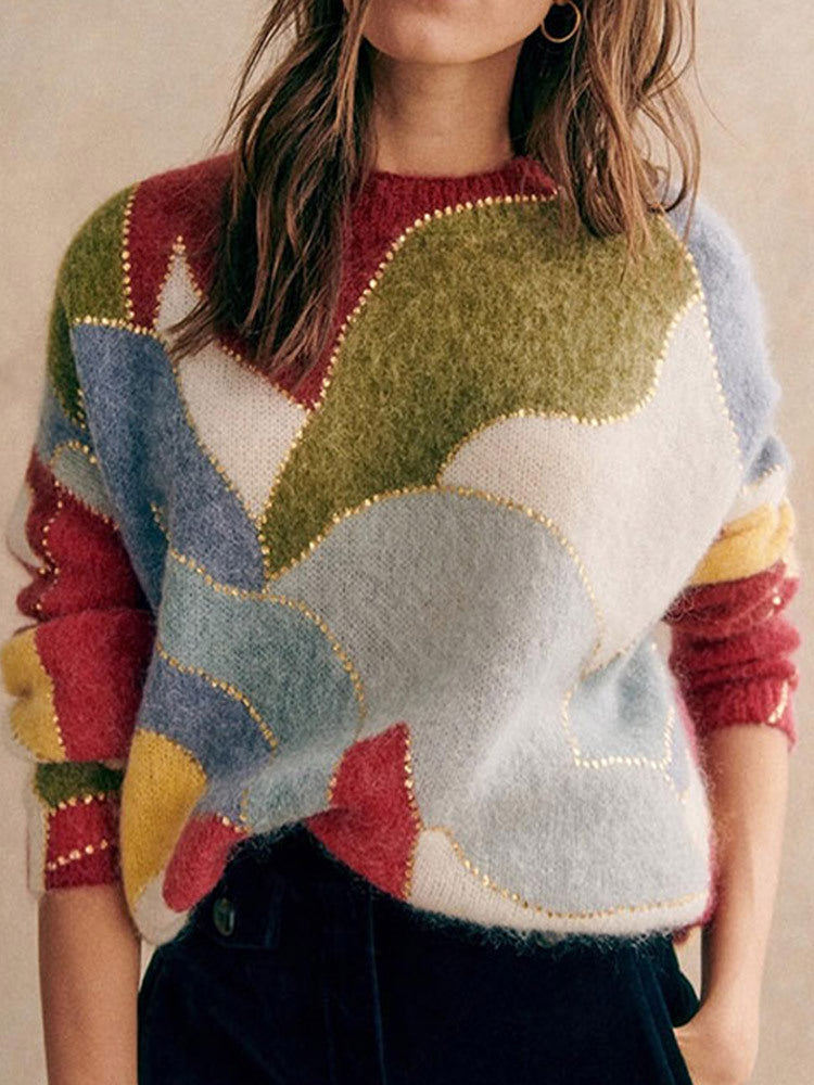 Fashion Elegant Crew Neck Pullover Sweater