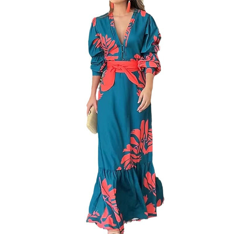 Bohemian Style Fashion Printed Long Sleeve Dress