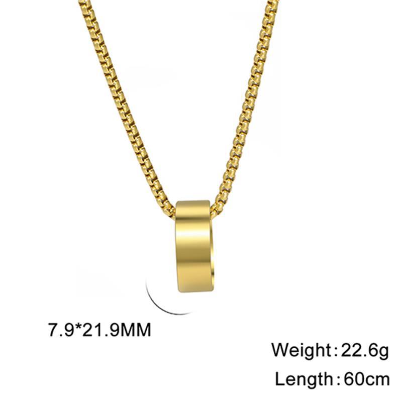 Titanium Steel Gold Plating Cutting Width Ring Pendant Necklace