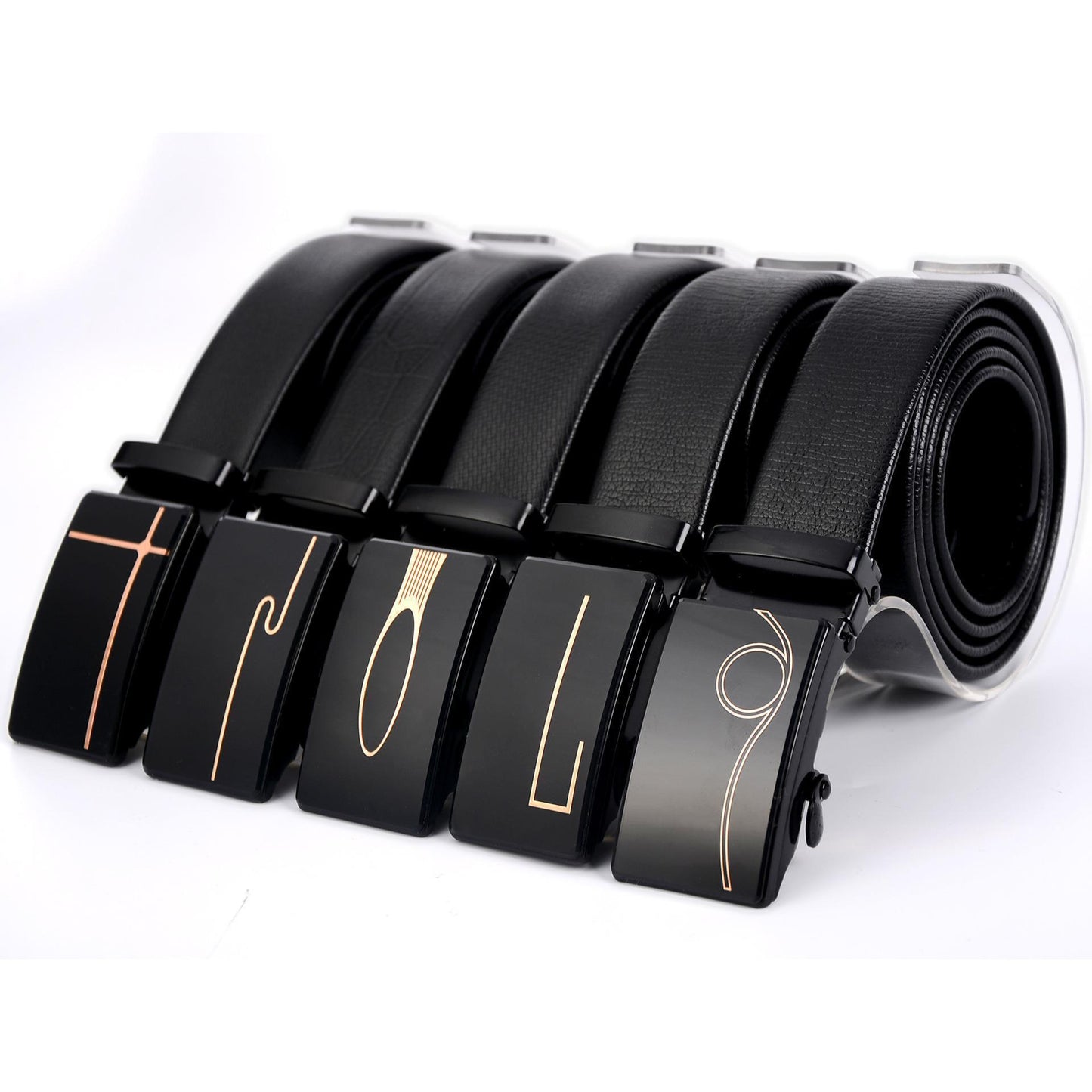 Belt Men's Automatic Buckle Belt Mirror Acrylic Iron Button Men's Business Casual Belt