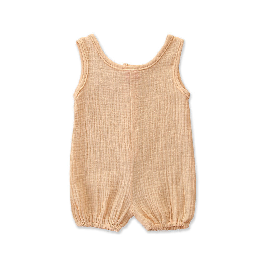 Baby Rompers Sleeveless Solid Color Cotton And Linen Rompers Baby Rompers