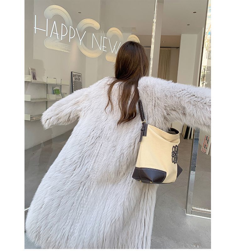 Female Online Influencer Woven Fur Coat