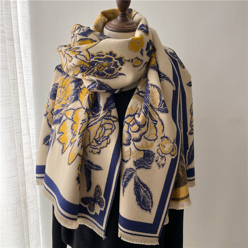 Artificial Cashmere Scarf Women's Vintage Ethnic Style Warm Gift Scarf Shawl