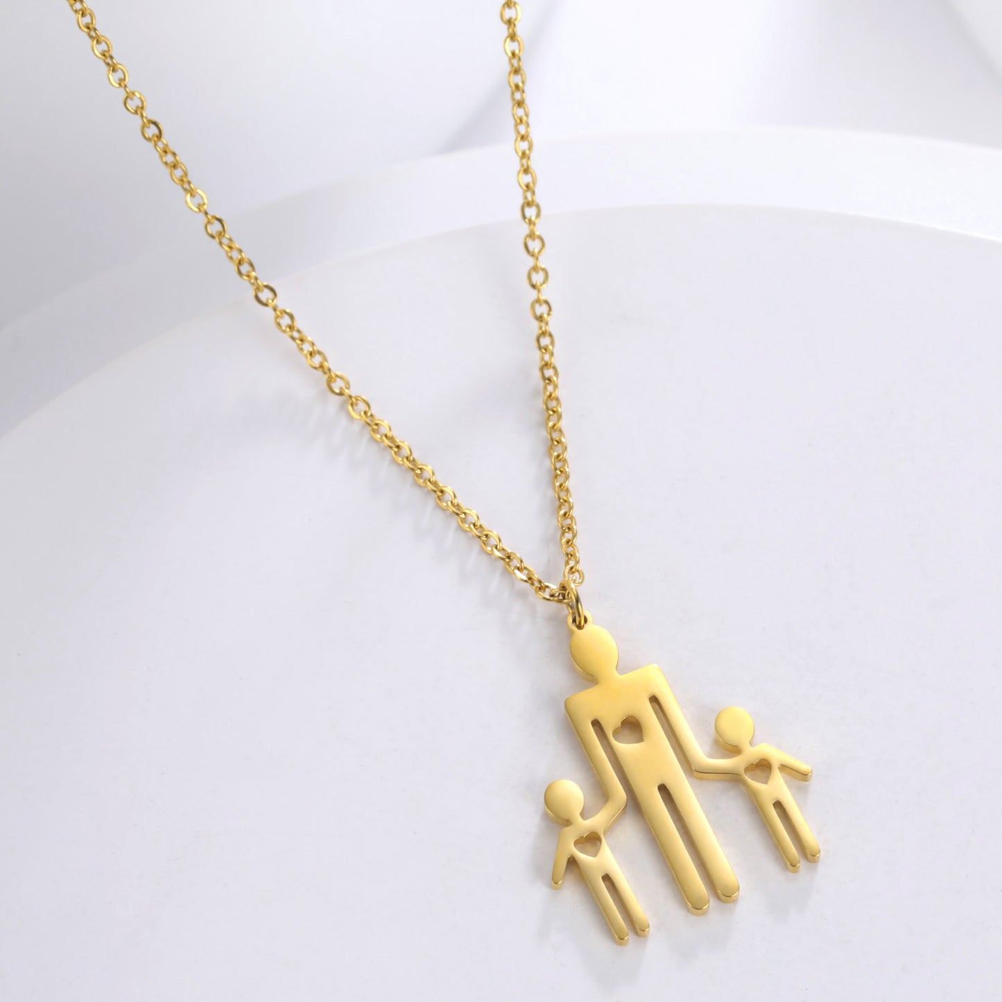 Family Series Titanium Steel Ornament Cut One Large Two Small 304 Material Stainless Steel Necklace