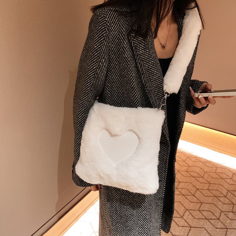 Love Handbags Winter Plush Shoulder Bags For Women