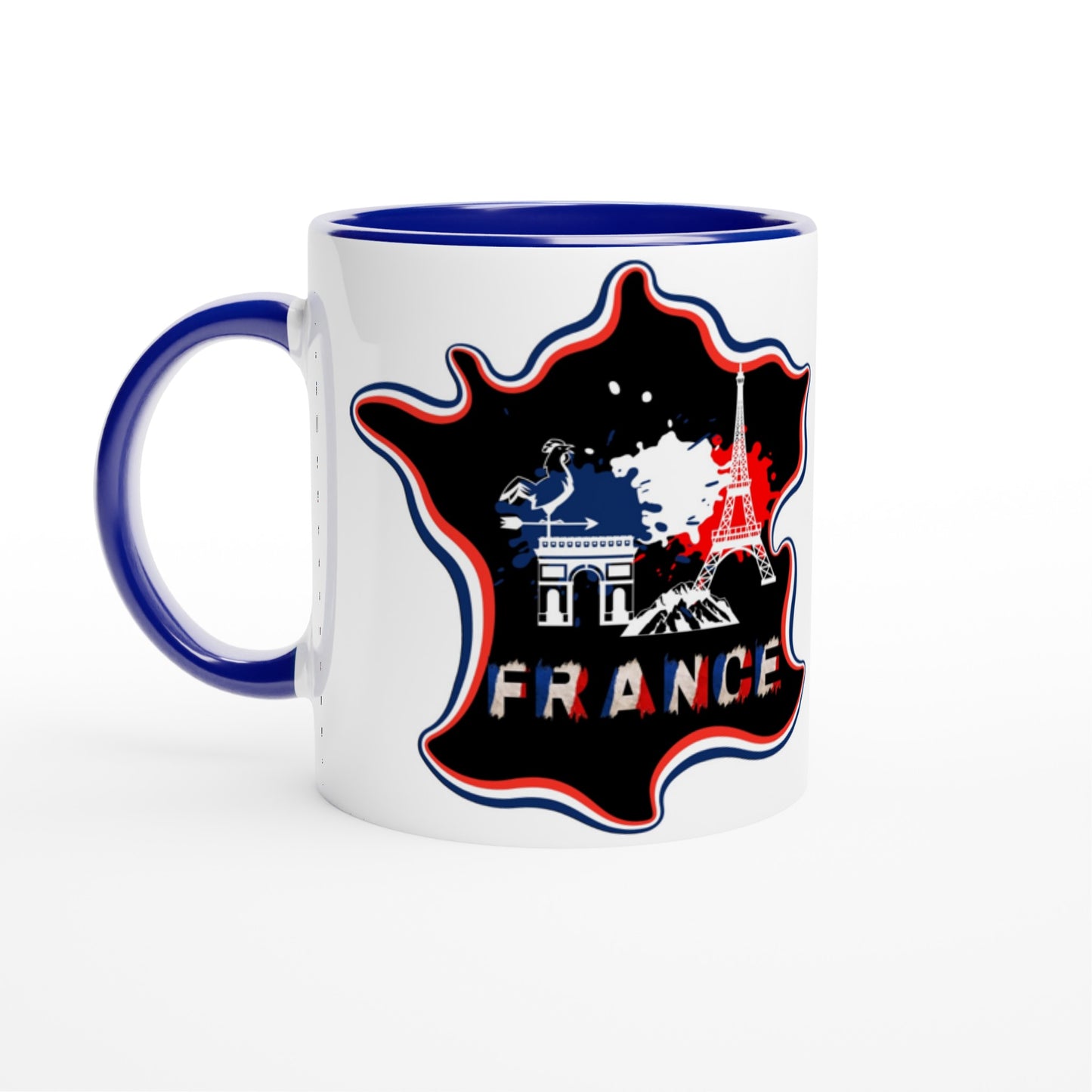 France Map White 11oz Ceramic Mug with Color Inside